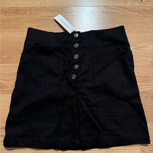 Francesca's Collections Black Mini Skirt with Buttons